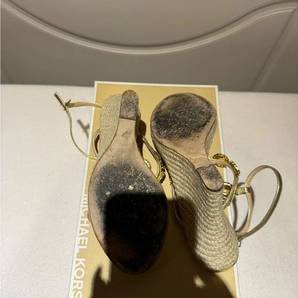 Gold Strappy Sandals with Tiger Eye Accents - Picture 5 of 5